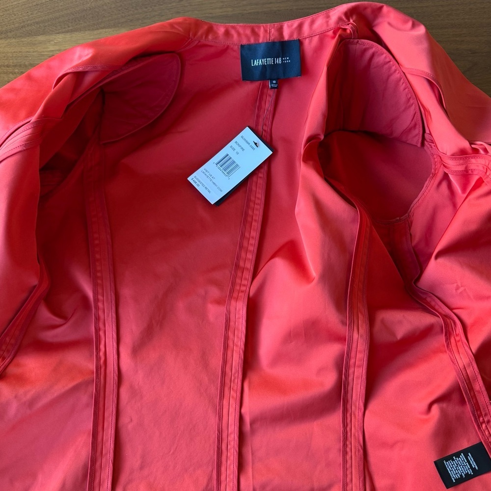 Lafayette 148 Open Front Orange-Red Collared Jacket Blazer NWT size 10 Business - Picture 11 of 11